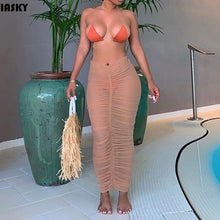 Load image into Gallery viewer, 2021 New!! IASKY Summer beach cover-ups Midi skirts sexy through mesh swimwear Sizes S - L
