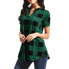 Load image into Gallery viewer, 2021 Women&#39;s Shirt Plaid Short Sleeve V-Neck Sizes S - 5XL
