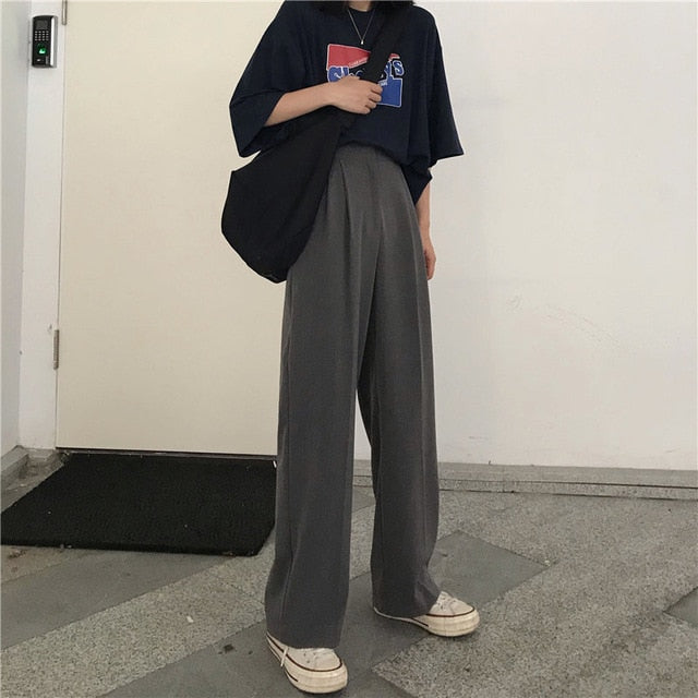2021 HziriP Women Large Size Casual Wide Leg Trousers Sizes S -L