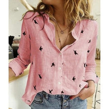 Load image into Gallery viewer, 2021 Casual Long Sleeve Birds Print Loose Women Shirts Sizes M - 5XL
