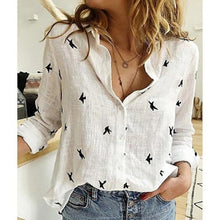 Load image into Gallery viewer, 2021 Casual Long Sleeve Birds Print Loose Women Shirts Sizes M - 5XL
