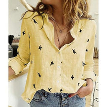 Load image into Gallery viewer, 2021 Casual Long Sleeve Birds Print Loose Women Shirts Sizes M - 5XL
