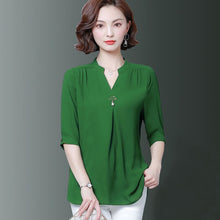 Load image into Gallery viewer, 2021 Oversize Women Spring Summer Style Chiffon Blouses Half Sleeve V-Neck Loose Style Sizes L - 5XL
