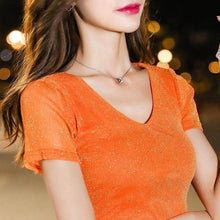 Load image into Gallery viewer, Women&#39;s Women  V-Neck Blouses Short Sleeve Sizes S -4XL

