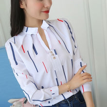 Load image into Gallery viewer, 2021 Women Blouse Stripe Print Casual Long Sleeve Sizes S - 3XL
