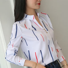 Load image into Gallery viewer, 2021 Women Blouse Stripe Print Casual Long Sleeve Sizes S - 3XL
