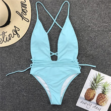 Load image into Gallery viewer, 2021 Summer New Bandage Sexy High Cut One-piece Women Swimwear Bodysuits Sizes S - XL
