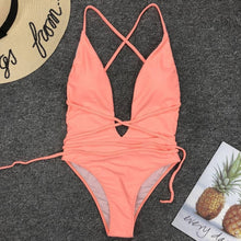 Load image into Gallery viewer, 2021 Summer New Bandage Sexy High Cut One-piece Women Swimwear Bodysuits Sizes S - XL
