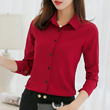 Load image into Gallery viewer, 2021 BIBOYAMALL  Blouse Women Chiffon Office Casual Long Sleeve Sizes S -2XL
