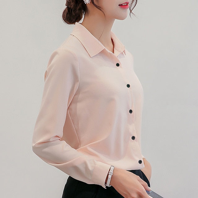 2021 BIBOYAMALL  Blouse Women Chiffon Office Casual Long Sleeve Sizes S -2XL
