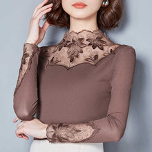 Load image into Gallery viewer, 2021 Autumn Style Lace Blouses Shirts Casual Long Sleeve Sizes S - 5XL
