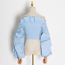 Load image into Gallery viewer, 2021 New!!!! Women&#39;s  Ruched Ruffles Blouse Lantern Long Sleeve Sizes S - L
