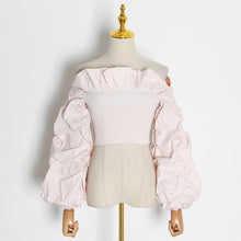 Load image into Gallery viewer, 2021 New!!!! Women&#39;s  Ruched Ruffles Blouse Lantern Long Sleeve Sizes S - L

