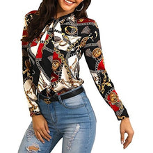 Load image into Gallery viewer, 2021 Chain print ladies Shirt with long-sleeved Sizes S - 2XL
