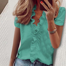 Load image into Gallery viewer, 2021 Summer Elegant New Daisy Pineapple Print Short Sleeve  Sexy V-neck tops Sizes S - 3XL
