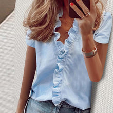 Load image into Gallery viewer, 2021 Summer Elegant New Daisy Pineapple Print Short Sleeve  Sexy V-neck tops Sizes S - 3XL
