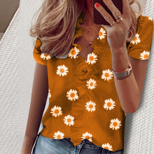Load image into Gallery viewer, 2021 Summer Elegant New Daisy Pineapple Print Short Sleeve  Sexy V-neck tops Sizes S - 3XL

