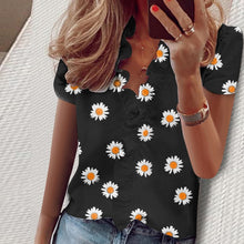 Load image into Gallery viewer, 2021 Summer Elegant New Daisy Pineapple Print Short Sleeve  Sexy V-neck tops Sizes S - 3XL
