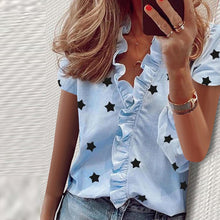 Load image into Gallery viewer, 2021 Summer Elegant New Daisy Pineapple Print Short Sleeve  Sexy V-neck tops Sizes S - 3XL
