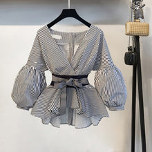 Load image into Gallery viewer, 2021 Lantern Long Sleeve Women Blouse Korean Style Sizes S - 3XL
