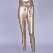Load image into Gallery viewer, 2021 Black Belt High Waist Pencil Pant Women Faux Leather Sizes S - L
