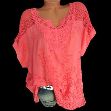 Load image into Gallery viewer, 2021 Summer cotton women blouses tops V-neck bat sleeve Sizes S - 6XL
