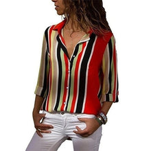 Load image into Gallery viewer, 2021 New Print Women Blouses Long Sleeve Turn-down Collar Chiffon Blouse Sizes S - 3XL
