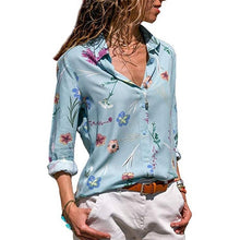 Load image into Gallery viewer, 2021 New Print Women Blouses Long Sleeve Turn-down Collar Chiffon Blouse Sizes S - 3XL
