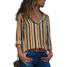 Load image into Gallery viewer, 2021 New Print Women Blouses Long Sleeve Turn-down Collar Chiffon Blouse Sizes S - 3XL
