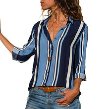 Load image into Gallery viewer, 2021 New Print Women Blouses Long Sleeve Turn-down Collar Chiffon Blouse Sizes S - 3XL
