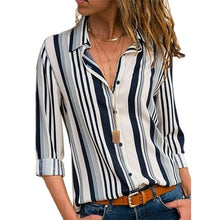 Load image into Gallery viewer, 2021 New Print Women Blouses Long Sleeve Turn-down Collar Chiffon Blouse Sizes S - 3XL
