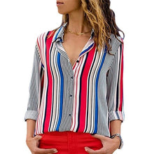 Load image into Gallery viewer, 2021 New Print Women Blouses Long Sleeve Turn-down Collar Chiffon Blouse Sizes S - 3XL
