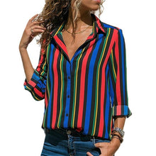 Load image into Gallery viewer, 2021 New Print Women Blouses Long Sleeve Turn-down Collar Chiffon Blouse Sizes S - 3XL
