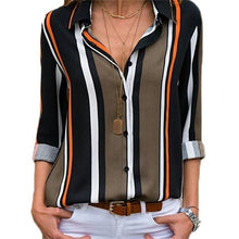Load image into Gallery viewer, 2021 New Print Women Blouses Long Sleeve Turn-down Collar Chiffon Blouse Sizes S - 3XL
