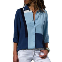 Load image into Gallery viewer, 2021 New Print Women Blouses Long Sleeve Turn-down Collar Chiffon Blouse Sizes S - 3XL
