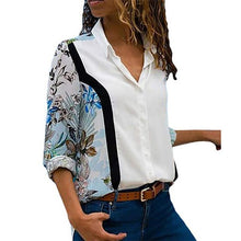 Load image into Gallery viewer, 2021 New Print Women Blouses Long Sleeve Turn-down Collar Chiffon Blouse Sizes S - 3XL
