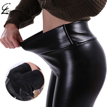 Load image into Gallery viewer, 2021 CHRLEISURE  Women Leather Pants Warm Velvet Pant High Waist Sizes XS-5XL
