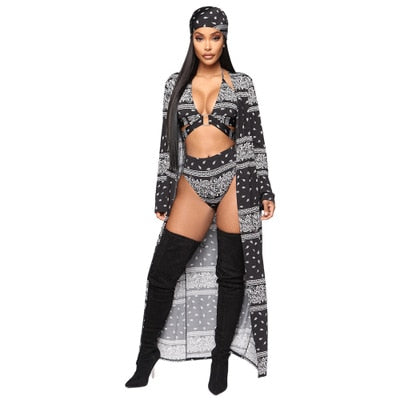 2021 New!!! Women's Sexy Four Pieces Bikini Set With Long Sleeve Cover Up Sizes S - XL