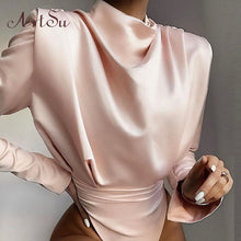 Load image into Gallery viewer, New !! 2021 Spring Satin Blouse Long Sleeve Bodysuit Sizes S - XL

