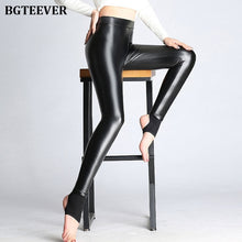 Load image into Gallery viewer, 2021 BGTEEVER Spring Autumn Winter Soft PU Leather Pant Women Stretch Skinny Trousers Pencil Leather Leggings Sizes S - 4XL
