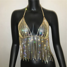 Load image into Gallery viewer, 2021 Women&#39;s Sexy Tassel Bralette Crystal Bikini Body Chain Crop Top Size One Size
