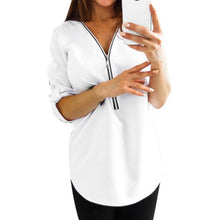 Load image into Gallery viewer, 2021 Women&#39;s Sexy V Neck Zipper Top Casual T-Shirt Sizes S - 5XL
