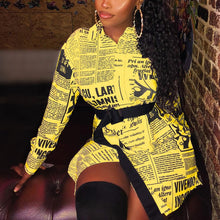 Load image into Gallery viewer, 2021 Women Newspaper Print Letter Shirt Long Sleeve Sizes S - 2XL
