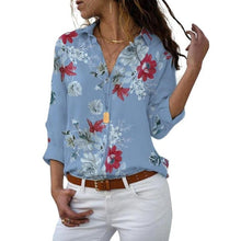 Load image into Gallery viewer, 2021 Long Sleeve Women Blouses Turn-down Collar Work Wear Chiffon Shirts S-5XL
