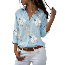 Load image into Gallery viewer, 2021 Long Sleeve Women Blouses Turn-down Collar Work Wear Chiffon Shirts S-5XL
