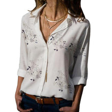 Load image into Gallery viewer, 2021 Long Sleeve Women Blouses Turn-down Collar Work Wear Chiffon Shirts S-5XL
