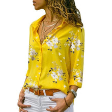 Load image into Gallery viewer, 2021 Long Sleeve Women Blouses Turn-down Collar Work Wear Chiffon Shirts S-5XL
