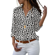 Load image into Gallery viewer, 2021 Long Sleeve Women Blouses Turn-down Collar Work Wear Chiffon Shirts S-5XL
