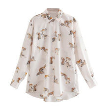 Load image into Gallery viewer, 2021 Aachoae Leopard Woman&#39;s Turn Down Collar Blouse Long Sleeve  Size XS - Plus Size
