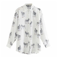 Load image into Gallery viewer, 2021 Aachoae Leopard Woman&#39;s Turn Down Collar Blouse Long Sleeve  Size XS - Plus Size
